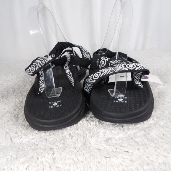 Shade & Shore Womens Ada Black White Textile Comfortable Strappy Sandals Size 11 - Picture 4 of 9